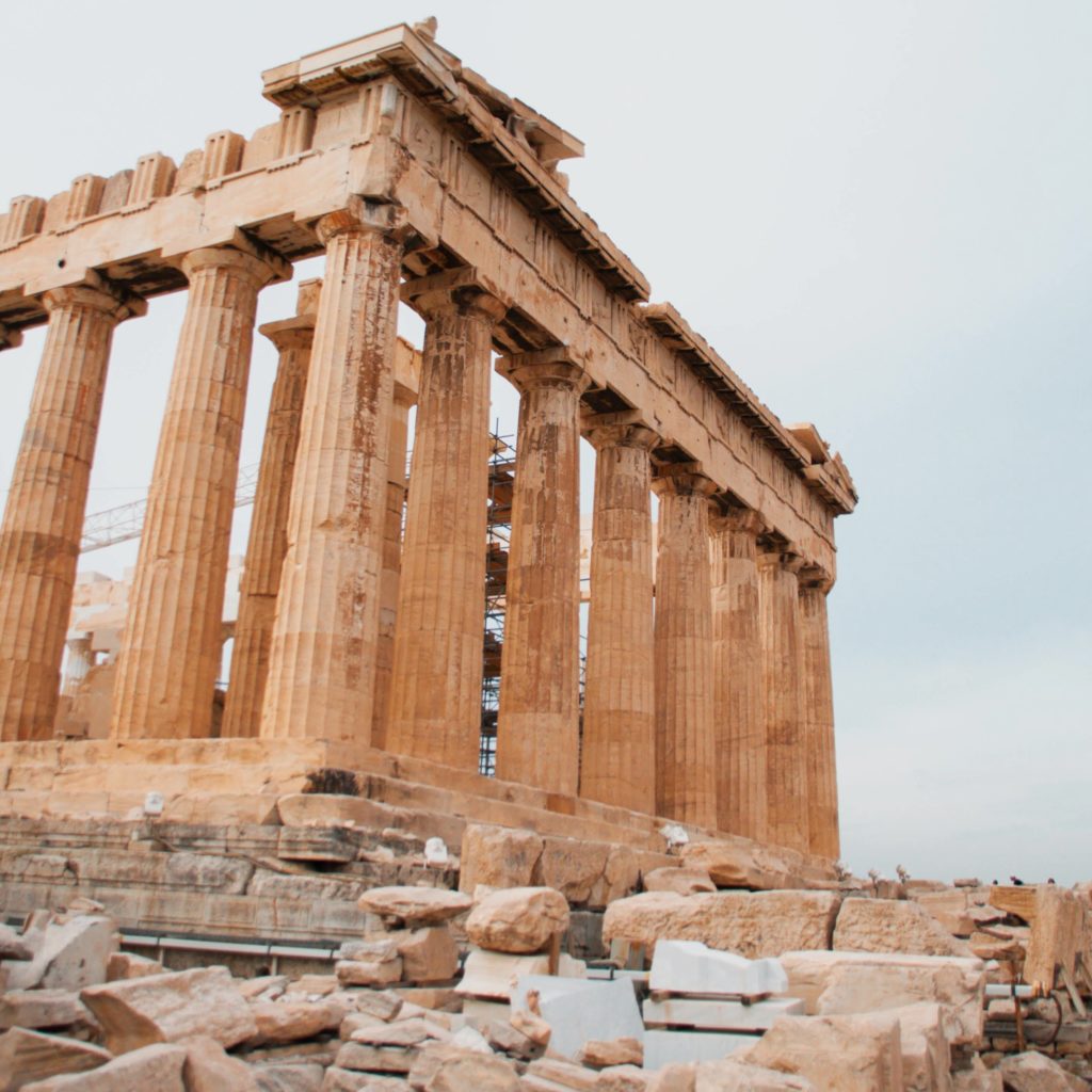 Shot of the parthenon in Athens Greece